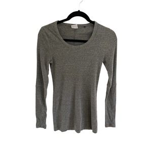 CABI #3626 Drop In Gray Long Sleeve Basic Rib Knit Tee T-Shirt Womens Small